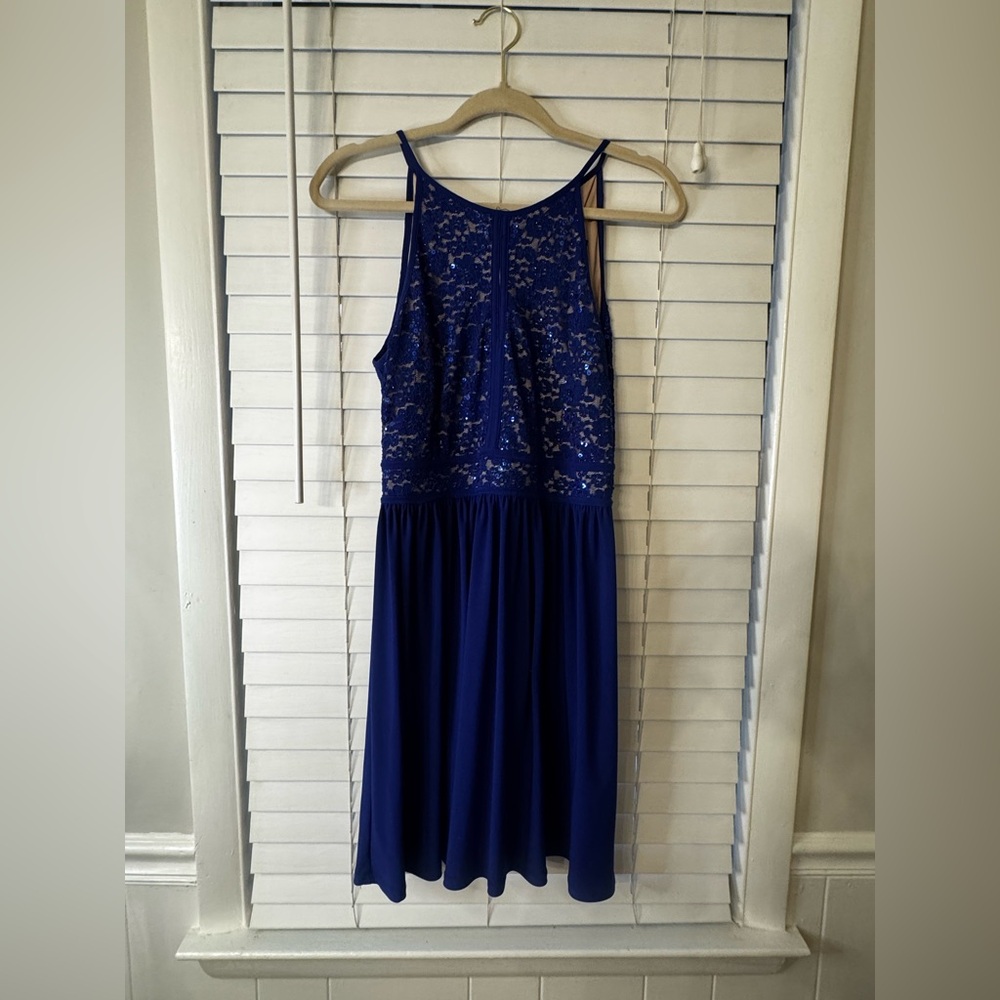 Royal Blue Lace Bodice Dress
